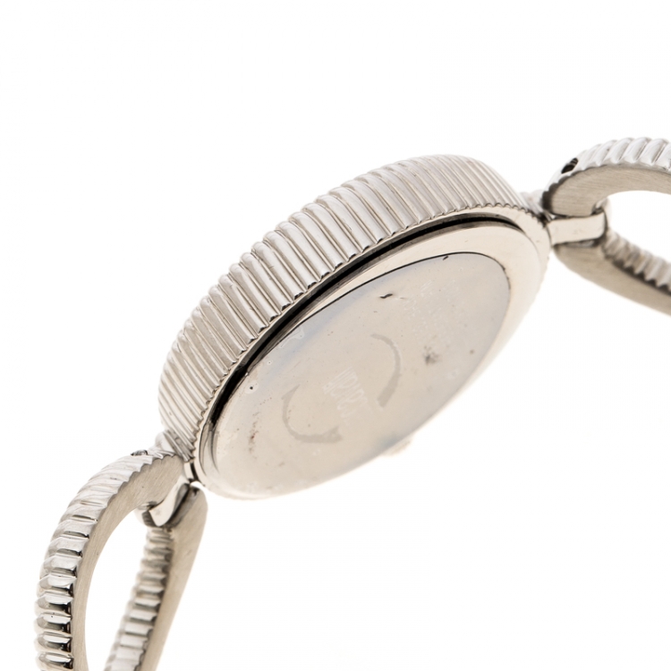 Pre Owned Just Cavalli Silver White Silver Tone Crystal Studded R725122515 Women's Wristwatch 30 mm