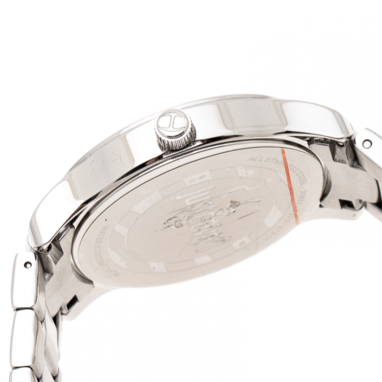 Pre Owned Just Cavalli Black Stainless Steel Crystal Embellished Huge R7253127511 Women's Wristwatch 38 mm