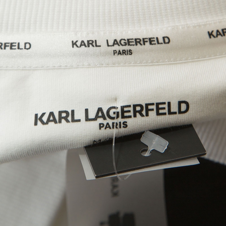 Pre Owned Karl Lagerfeld White Paris Sketch Cotton Embellished Sweatshirt M