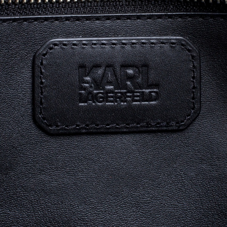 Pre Owned Karl Lagerfeld Black Coated Canvas Large Kache Shopping Tote 