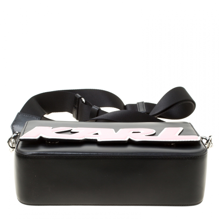 Pre Owned Karl Lagerfeld Black Leather k Sport Shoulder Bag  