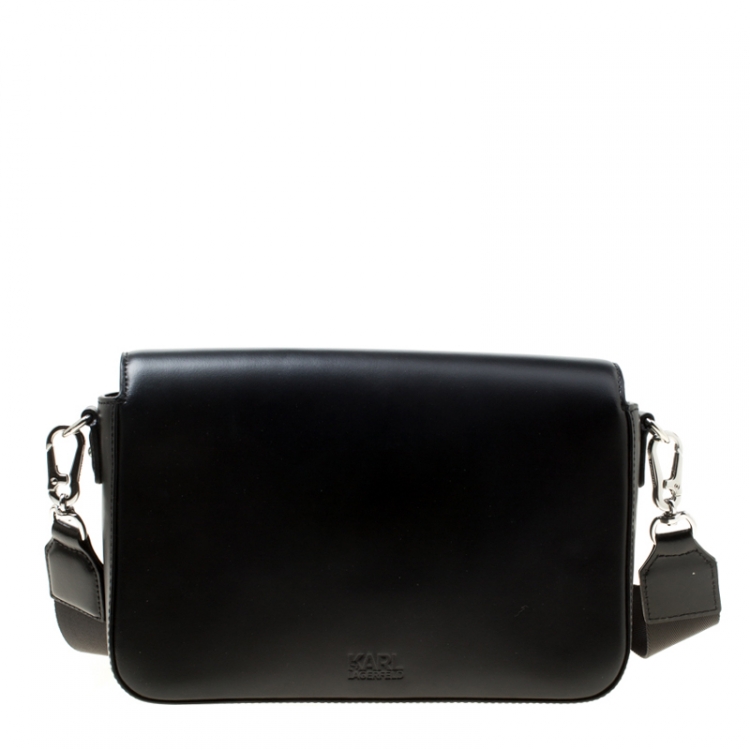 Pre Owned Karl Lagerfeld Black Leather k Sport Shoulder Bag  