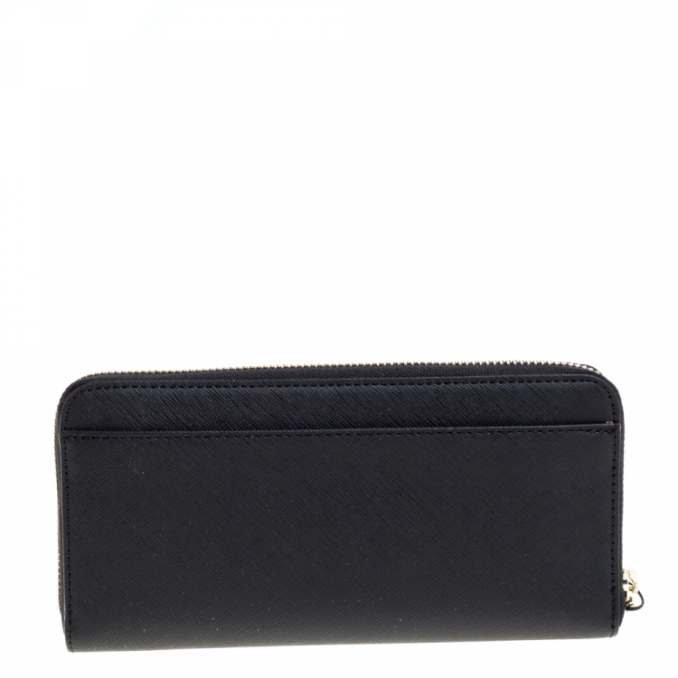 Pre Owned Karl Lagerfeld Black K Ikonik Zip Around Wallet 