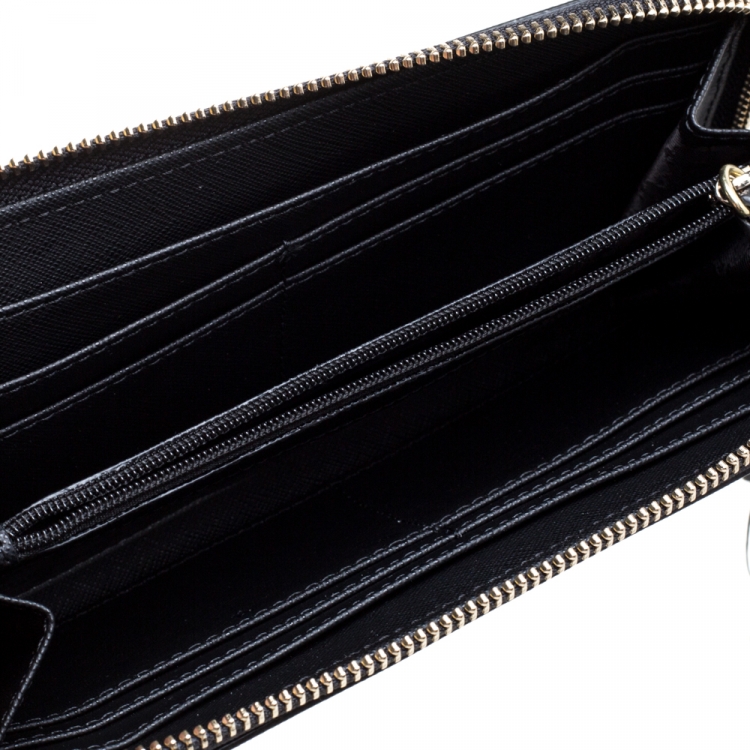 Pre Owned Karl Lagerfeld Black K Ikonik Zip Around Wallet 