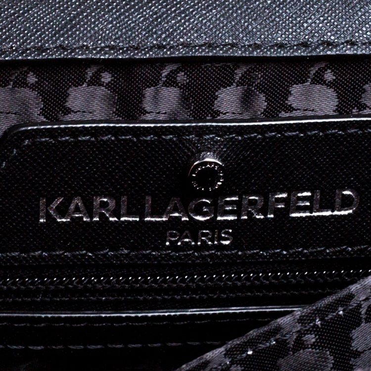 Pre Owned Karl Lagerfeld Black Leather Maybelle Chain Shoulder Bag