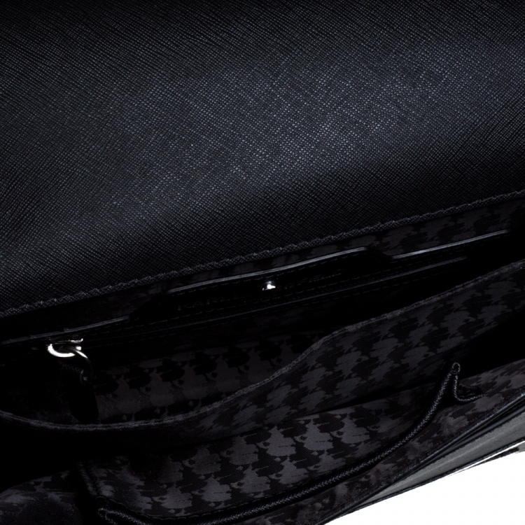 Pre Owned Karl Lagerfeld Black Leather Maybelle Chain Shoulder Bag