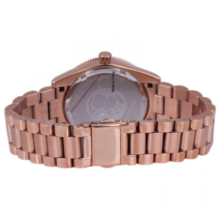 Pre Owned  Karl Lagerfeld Rose Gold-Plated Stainless Steel Crystals KL2808 Women's Wristwatch 34MM