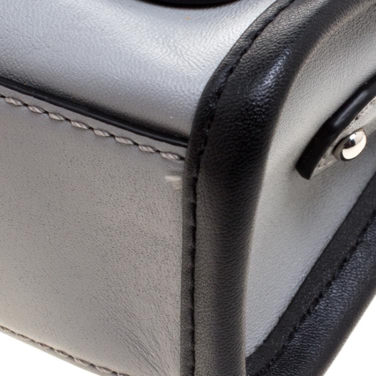 Pre Owned Karl Lagerfeld Grey Leather and Tweed Crossbody Bag