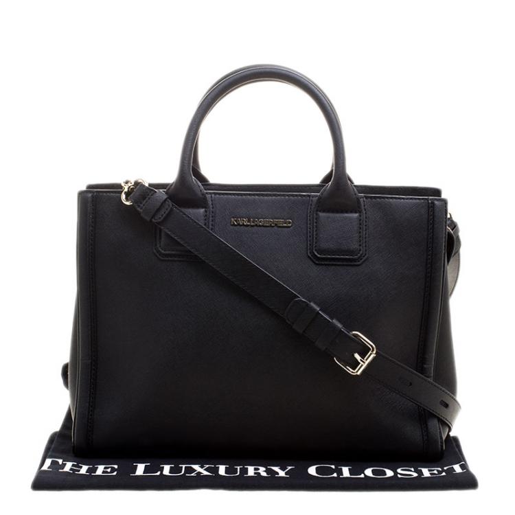 Pre Owned Karl Lagerfeld Black Leather K Klassik Tote