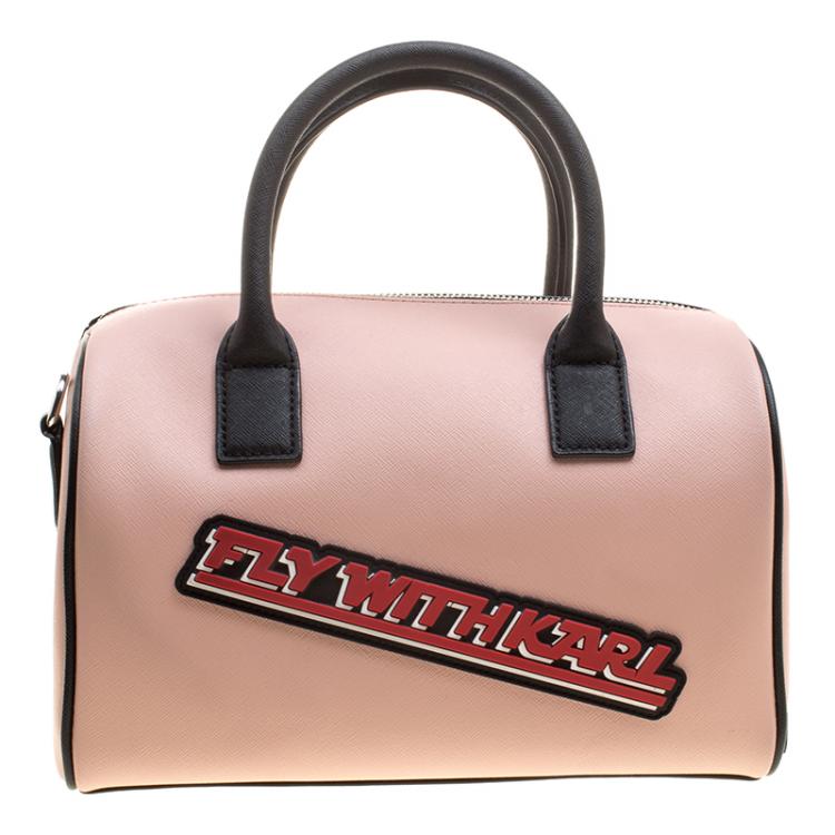 Pre Owned Karl Lagerfeld Blush Pink Coated Canvas K/Jet Choupette Mini Duffel Bag