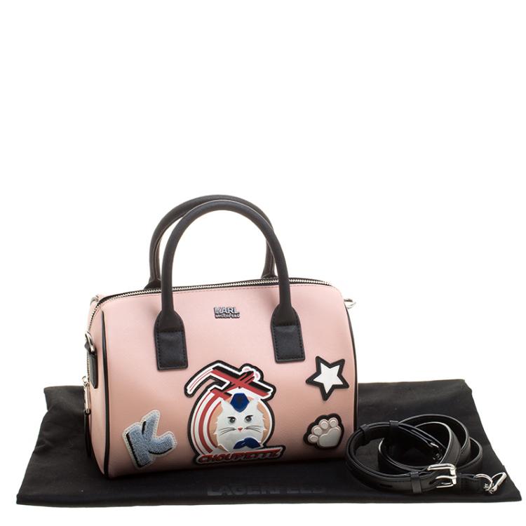 Pre Owned Karl Lagerfeld Blush Pink Coated Canvas K/Jet Choupette Mini Duffel Bag