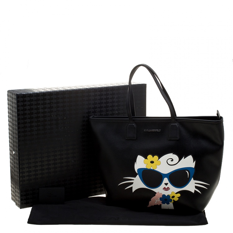 Pre Owned Karl Lagerfield Black PVC Choupette Beach Shopper Tote