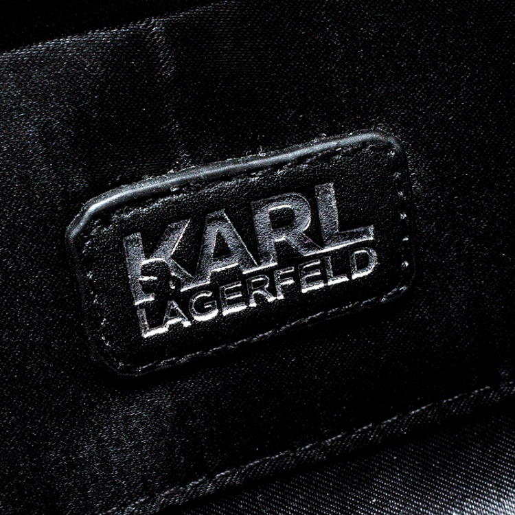 Pre Owned Karl Lagerfeld Black Acrylic Luxury Is A Discipline Box Clutch