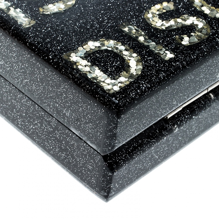Pre Owned Karl Lagerfeld Black Acrylic Luxury Is A Discipline Box Clutch