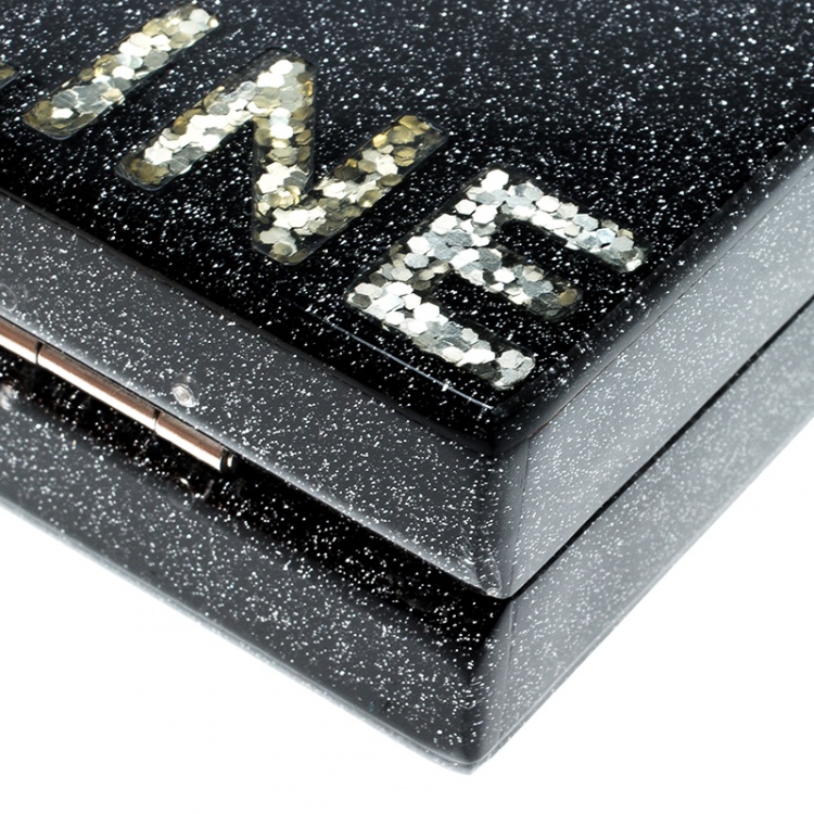 Pre Owned Karl Lagerfeld Black Acrylic Luxury Is A Discipline Box Clutch