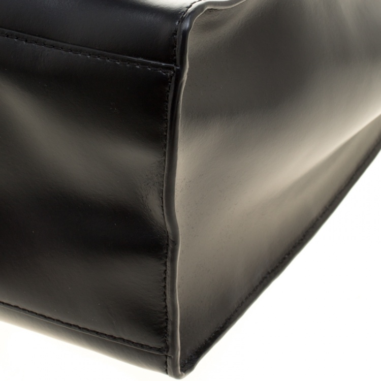 Pre Owned Karl Lagerfeld Black Leather K Signature Shopper Tote