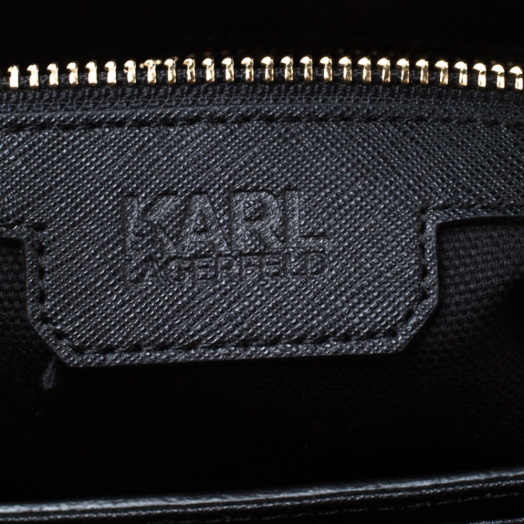 Pre Owned Karl Lagerfeld Black Leather K Klassik Tote