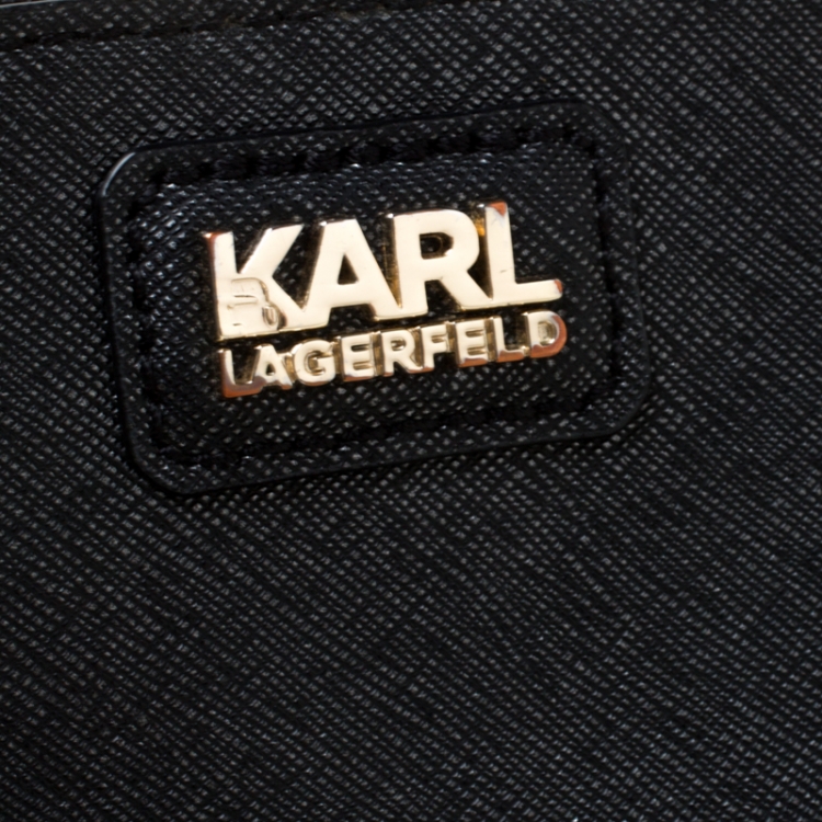 Pre Owned Karl Lagerfeld Black Leather Tote