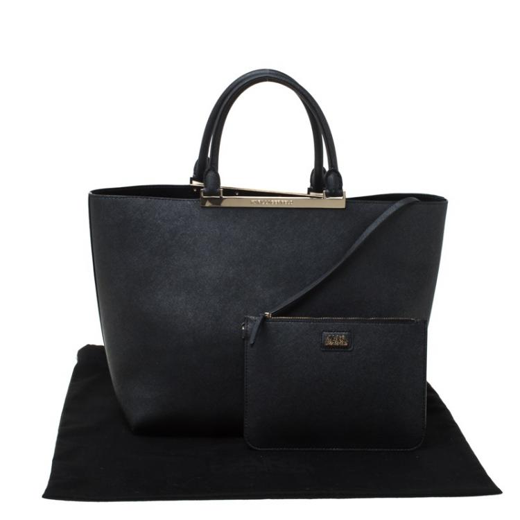 Pre Owned Karl Lagerfeld Black Leather Tote