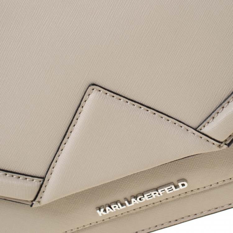 Pre Owned Karl Lagerfeld Ivory Leather K Klassik Top Handle Bag 