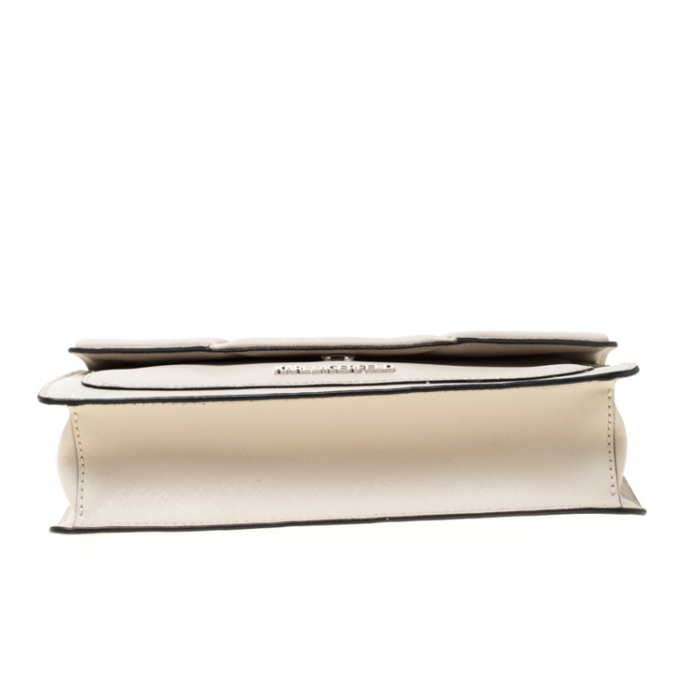 Pre Owned Karl Lagerfeld Ivory Leather K Klassik Top Handle Bag 
