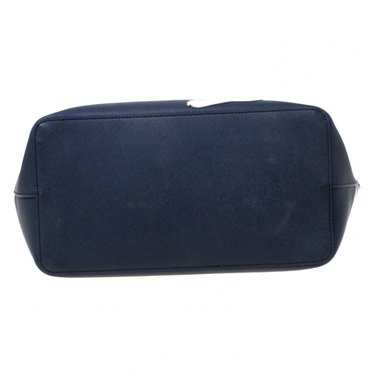 Pre Owned Karl Lagerfeld Navy Blue Leather Monster Choupette Shopper Tote