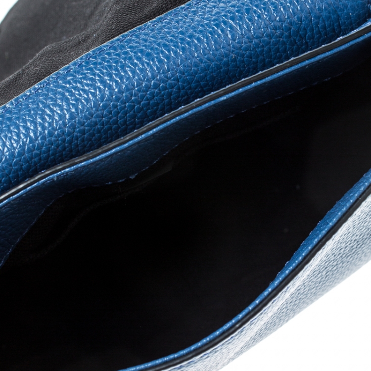 Pre Owned Karl Lagerfeld Blue Leather Small K Crossbody Bag