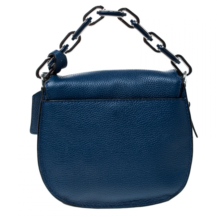 Pre Owned Karl Lagerfeld Blue Leather Small K Crossbody Bag