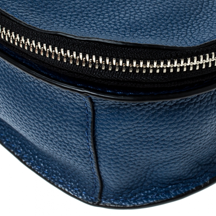 Pre Owned Karl Lagerfeld Blue Leather Small K Crossbody Bag