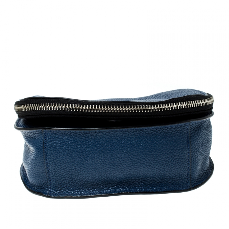 Pre Owned Karl Lagerfeld Blue Leather Small K Crossbody Bag
