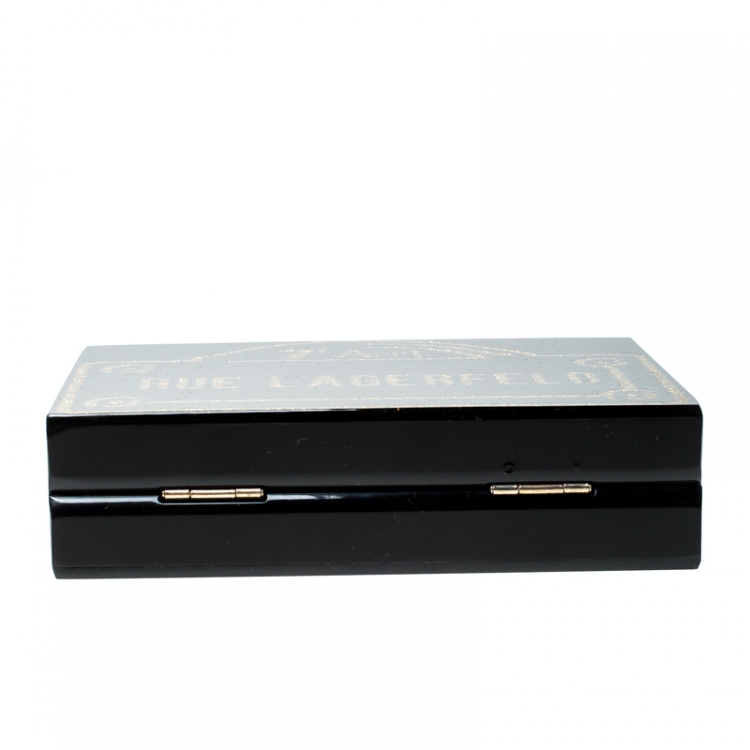 Pre Owned Karl Lagerfeld Black/Gold Acrylic Rue Lagerfeld Chain Box Clutch