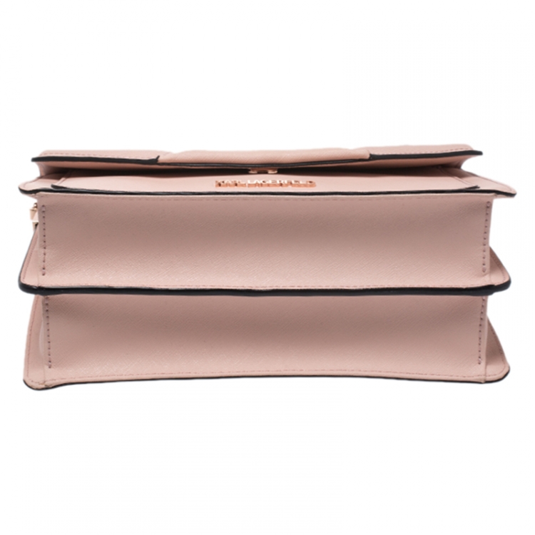 Pre Owned Karl Lagerfeld Blush Pink Leather K/Klassik Shoulder Bag
