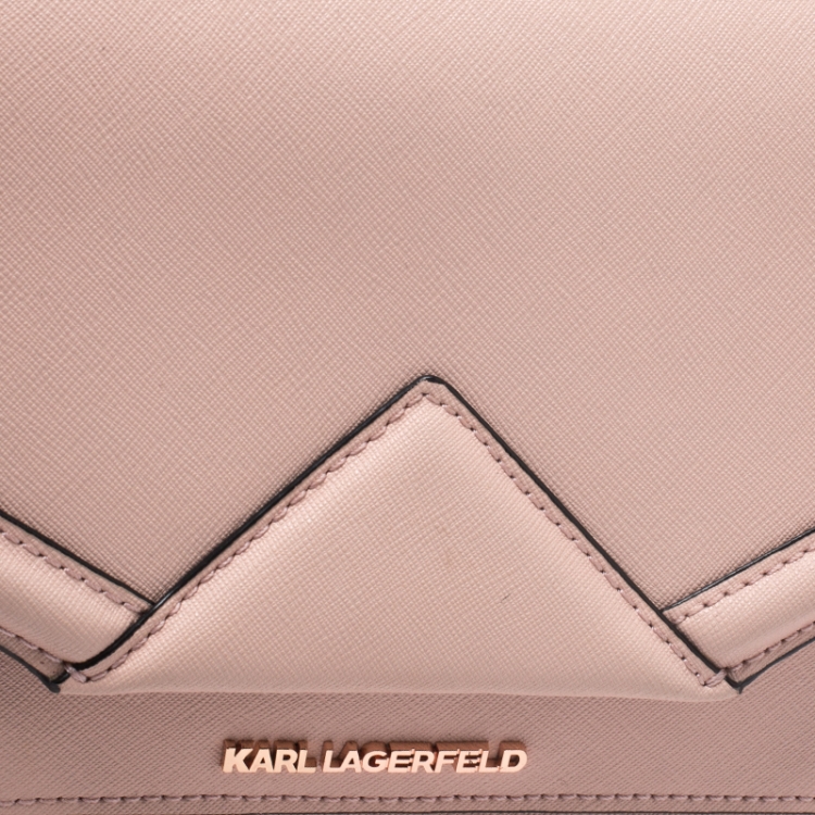 Pre Owned Karl Lagerfeld Blush Pink Leather K/Klassik Shoulder Bag