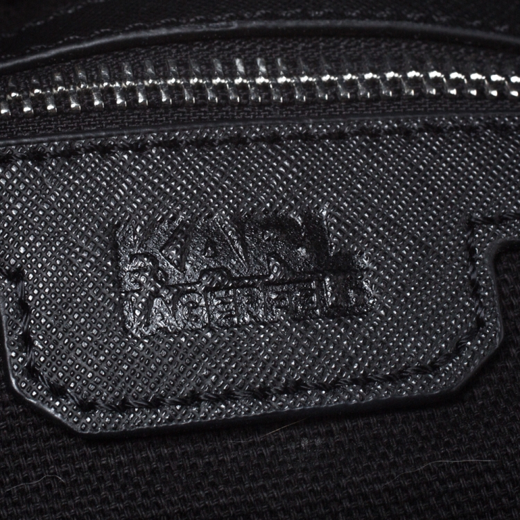 Pre Owned Karl Lagerfeld Black Leather Ikonik Tote 
