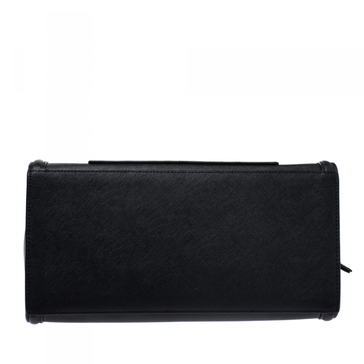Pre Owned Karl Lagerfeld Black Leather Ikonik Tote 