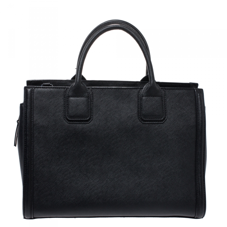 Pre Owned Karl Lagerfeld Black Leather Ikonik Tote 