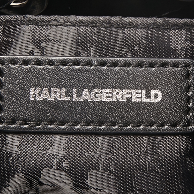 مملوكة مسبقًا Karl Lagerfeld Black Leather K/Ikonik Bucket Bag
