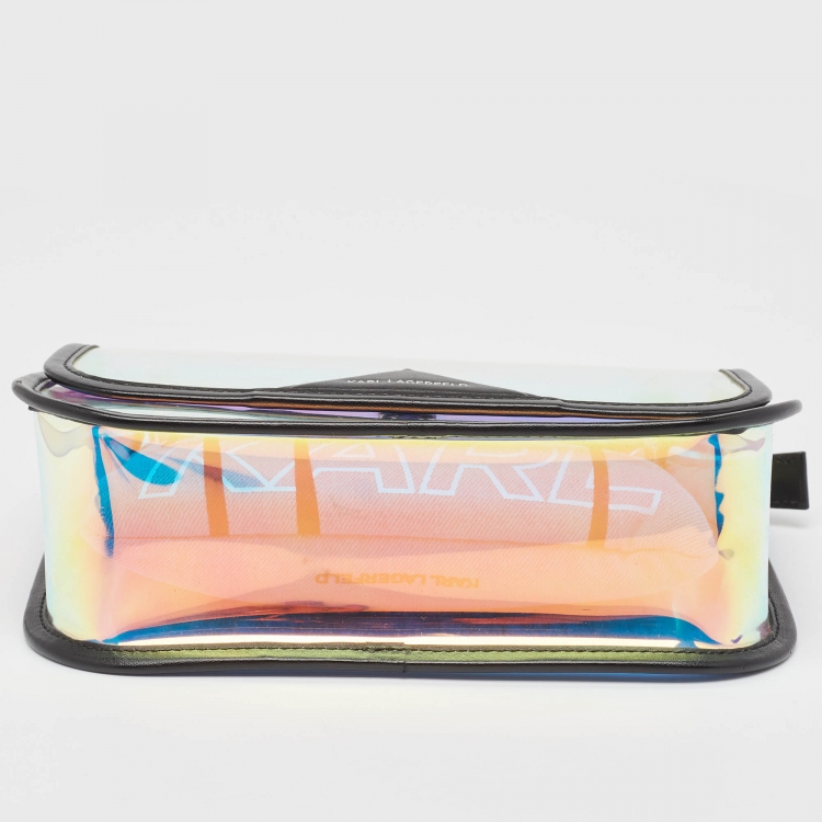 Pre Owned Karl Lagerfeld Black/Iridescent PVC and Leather Kalifornia 2 in 1 Bag