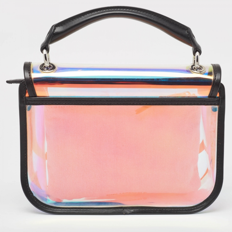 Pre Owned Karl Lagerfeld Black/Iridescent PVC and Leather Kalifornia 2 in 1 Bag