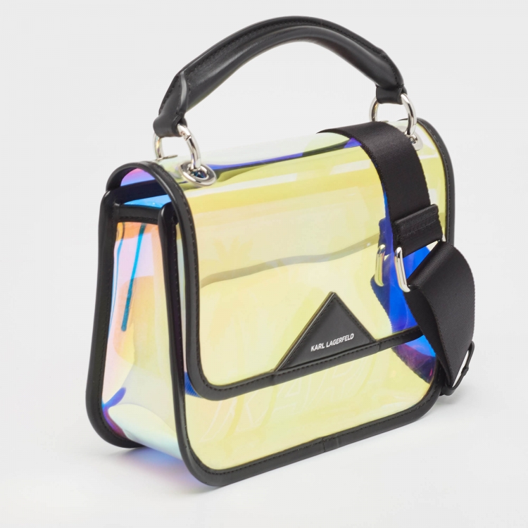 Pre Owned Karl Lagerfeld Black/Iridescent PVC and Leather Kalifornia 2 in 1 Bag