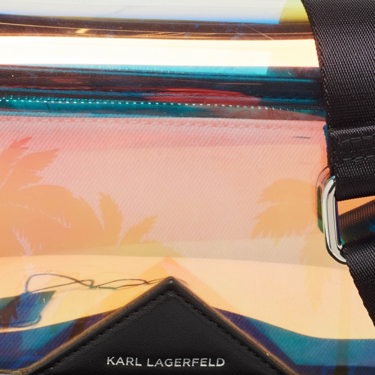 Pre Owned Karl Lagerfeld Black/Iridescent PVC and Leather Kalifornia 2 in 1 Bag