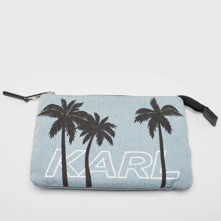 Pre Owned Karl Lagerfeld Black/Iridescent PVC and Leather Kalifornia 2 in 1 Bag