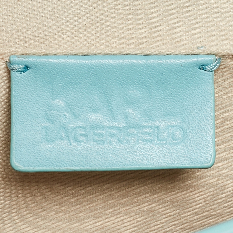 Pre Owned Karl Lagerfeld Blue Woven Leather K/Letters Crossbody Bag 