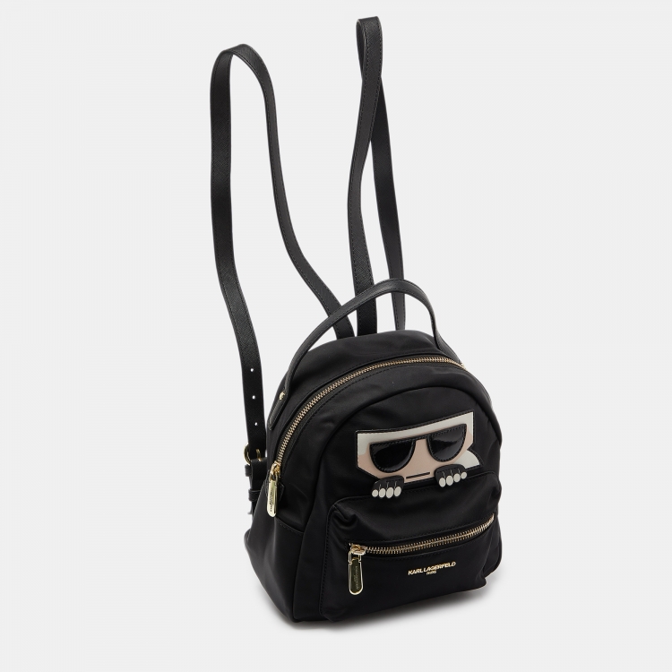 Pre Owned Karl Lagerfeld Black Nylon and Leather Amour Backpack