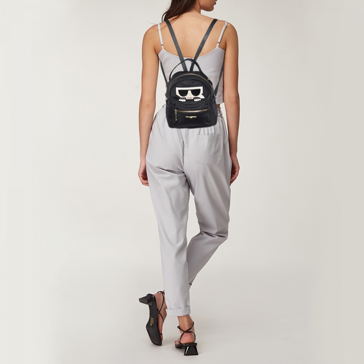 Pre Owned Karl Lagerfeld Black Nylon and Leather Amour Backpack