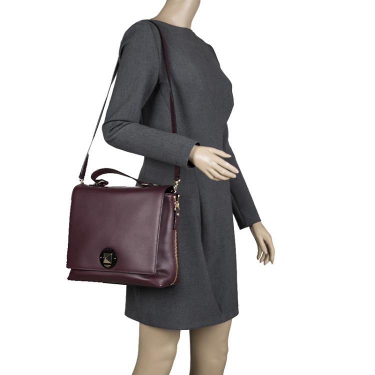 Pre Owned Kate Spade Purple Leather Varick Street Abbie Top Handle Bag