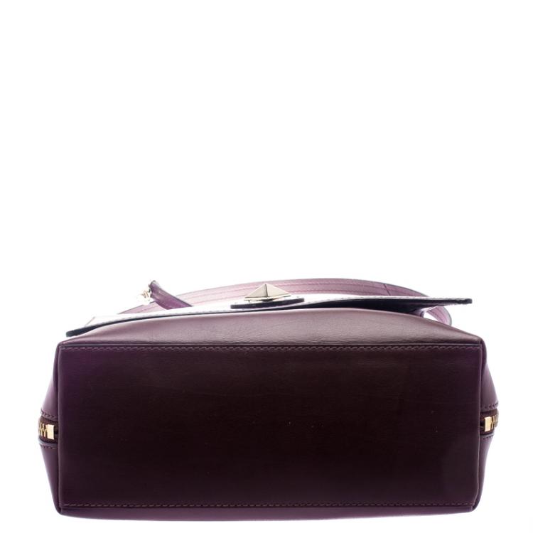 Pre Owned Kate Spade Purple Leather Varick Street Abbie Top Handle Bag