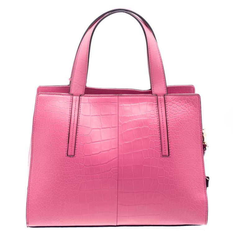 مملوكة مسبقًا Kate Spade Pink Croc Embossed Leather Street Dominique Satchel