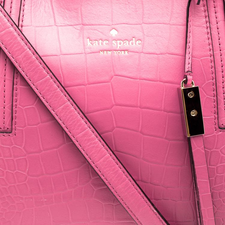 مملوكة مسبقًا Kate Spade Pink Croc Embossed Leather Street Dominique Satchel