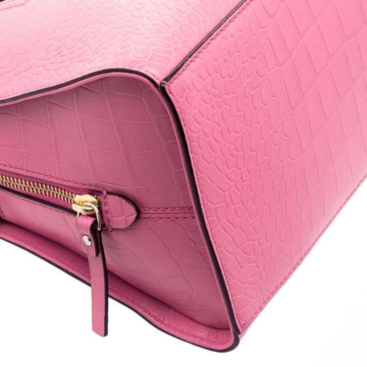 مملوكة مسبقًا Kate Spade Pink Croc Embossed Leather Street Dominique Satchel